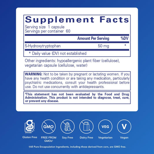 Pure Encapsulations etiqueta lateral con información de dosis y pureza