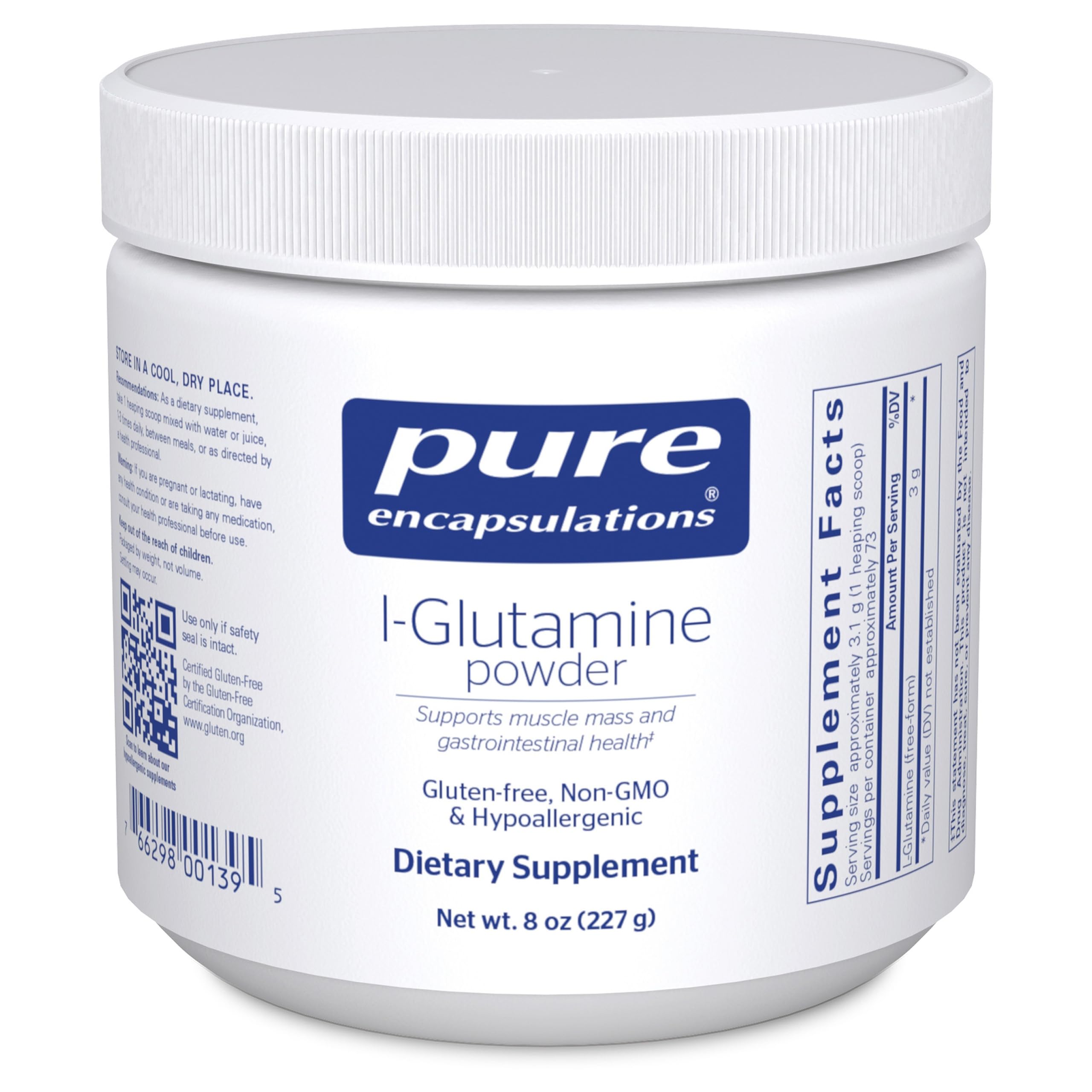 Pure Encapsulations frente del empaque mostrando 8 onzas y etiqueta clara