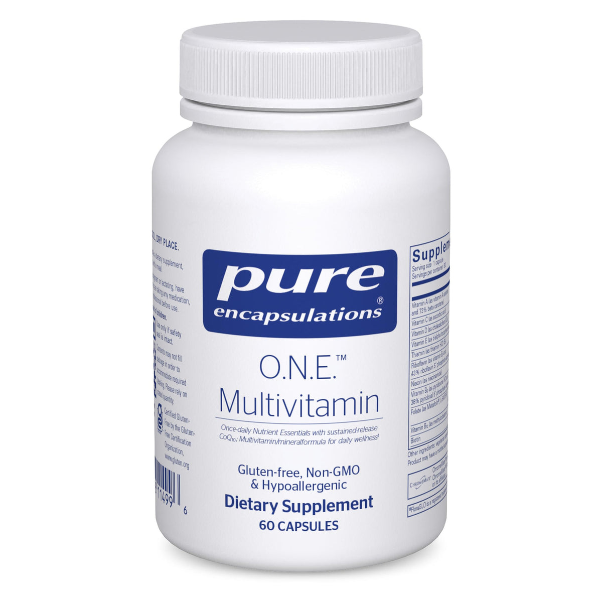 Pure Encapsulations envase frontal mostrando la fórmula y beneficio diario