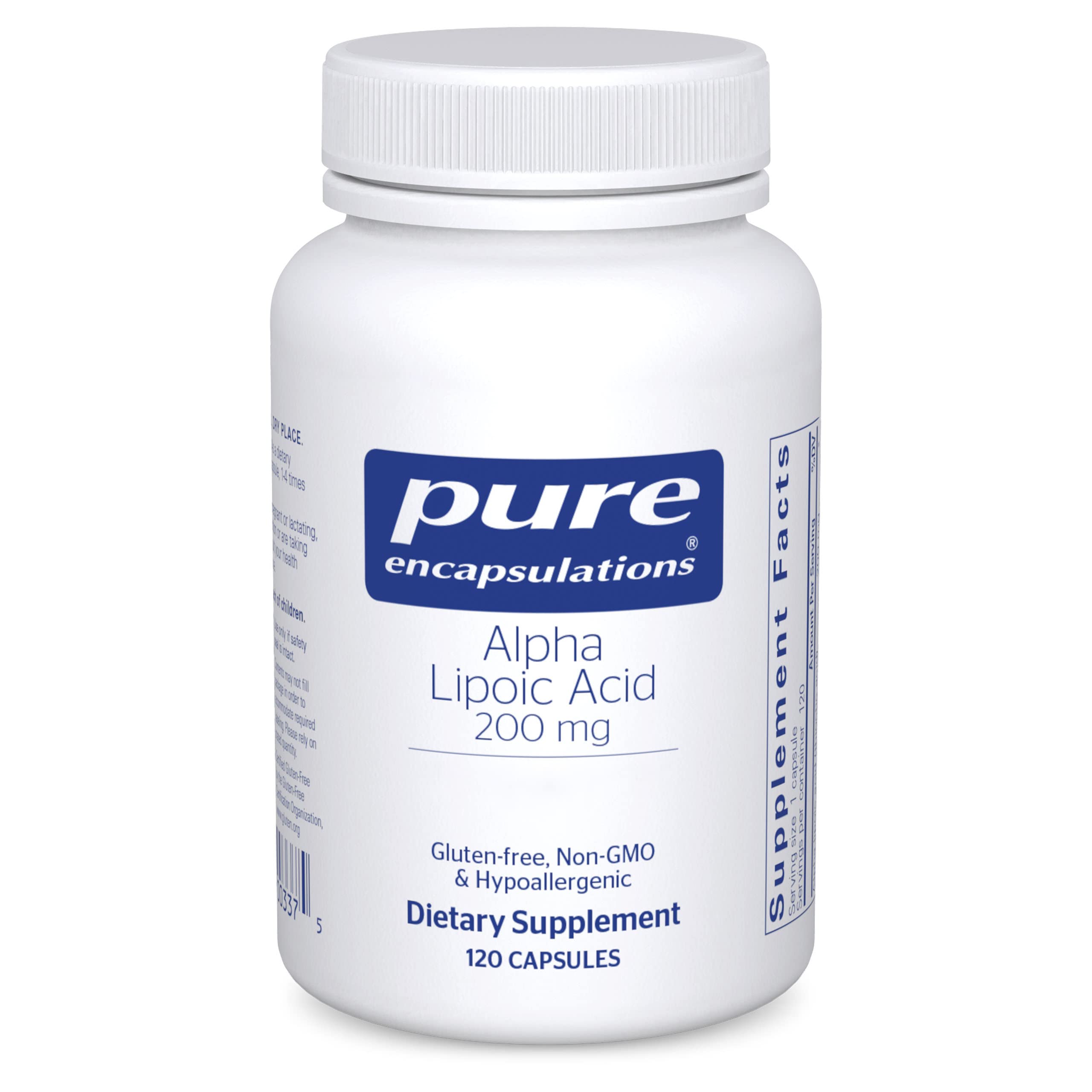 Pure Encapsulations frente del envase mostrando 120 cápsulas y ventaja de fórmula pura