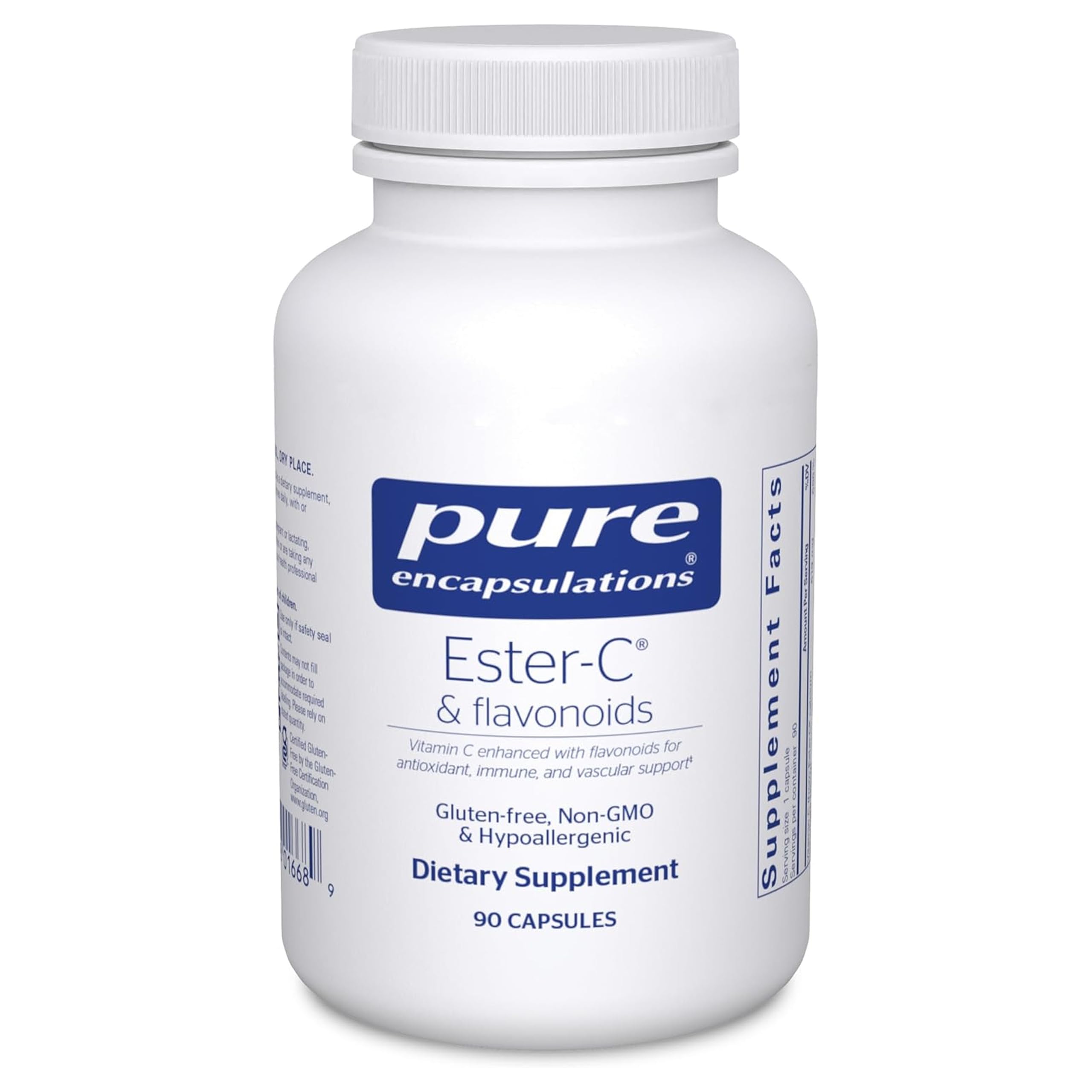 Pure Encapsulations frasco frontal mostrando diseño y dosis clara