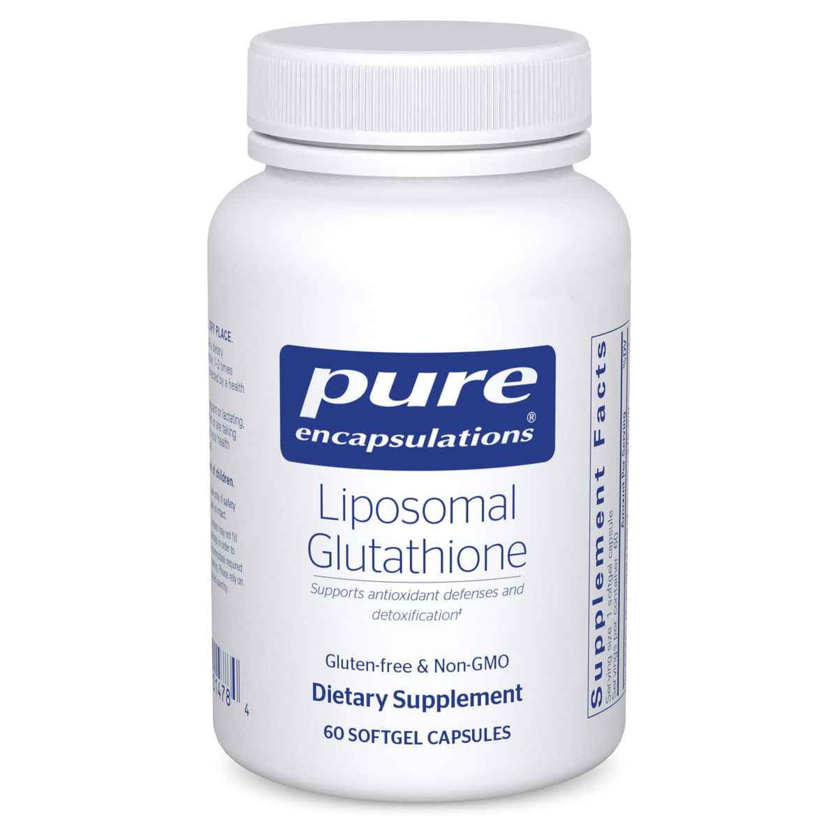 Pure Encapsulations envase frontal mostrando denominación y beneficio antioxidante
