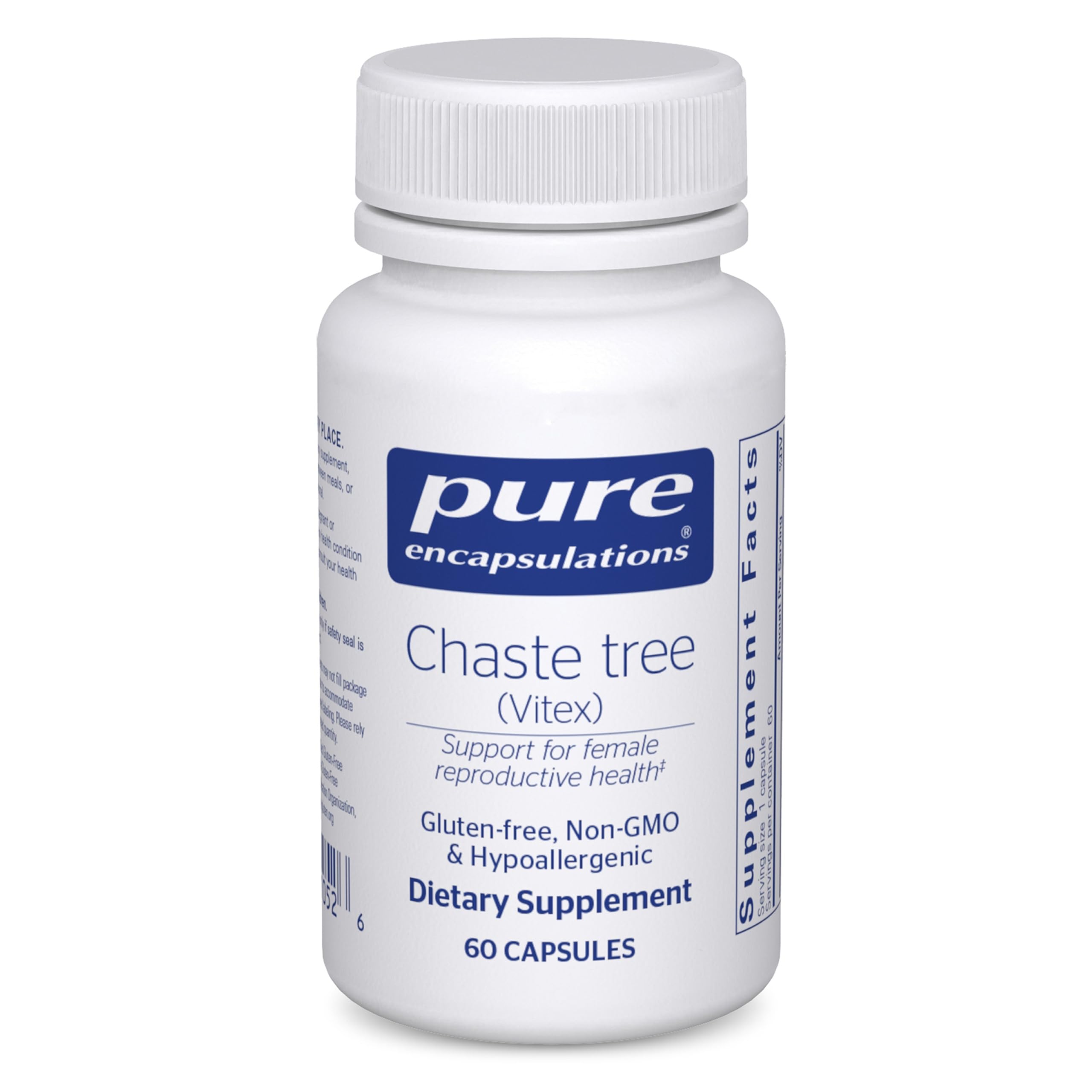 Pure Encapsulations envase frontal mostrando 60 cápsulas y beneficios claros