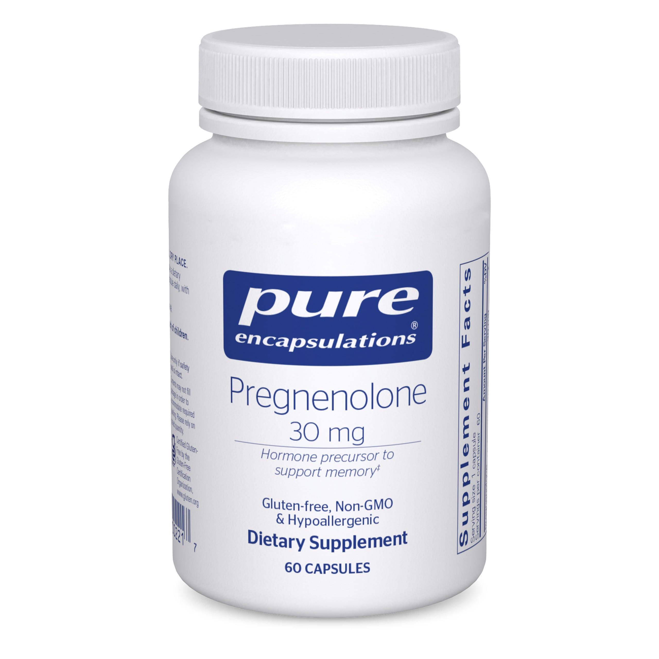 Pure Encapsulations envase frontal mostrando 60 cápsulas y beneficio de pureza