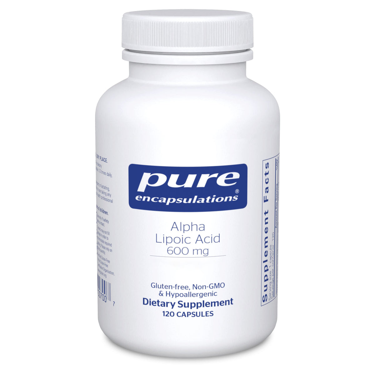 Pure Encapsulations envase frontal destacando pureza y concentración