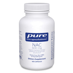Pure Encapsulations frasco frontal mostrando etiqueta y cantidad, transmite confianza