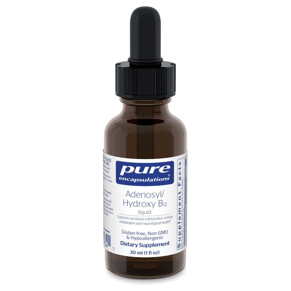 Pure Encapsulations frasco frontal mostrando etiqueta y beneficio de pureza