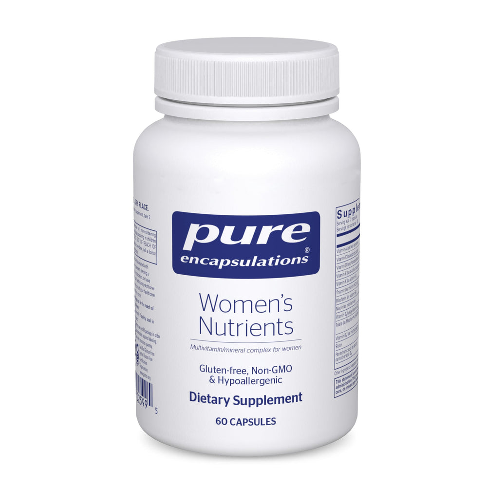 Pure Encapsulations frasco frontal mostrando etiqueta clara y beneficio de pureza
