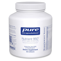 Pure Encapsulations envase frontal, identifica fórmula sin cobre ni hierro yodo y pureza