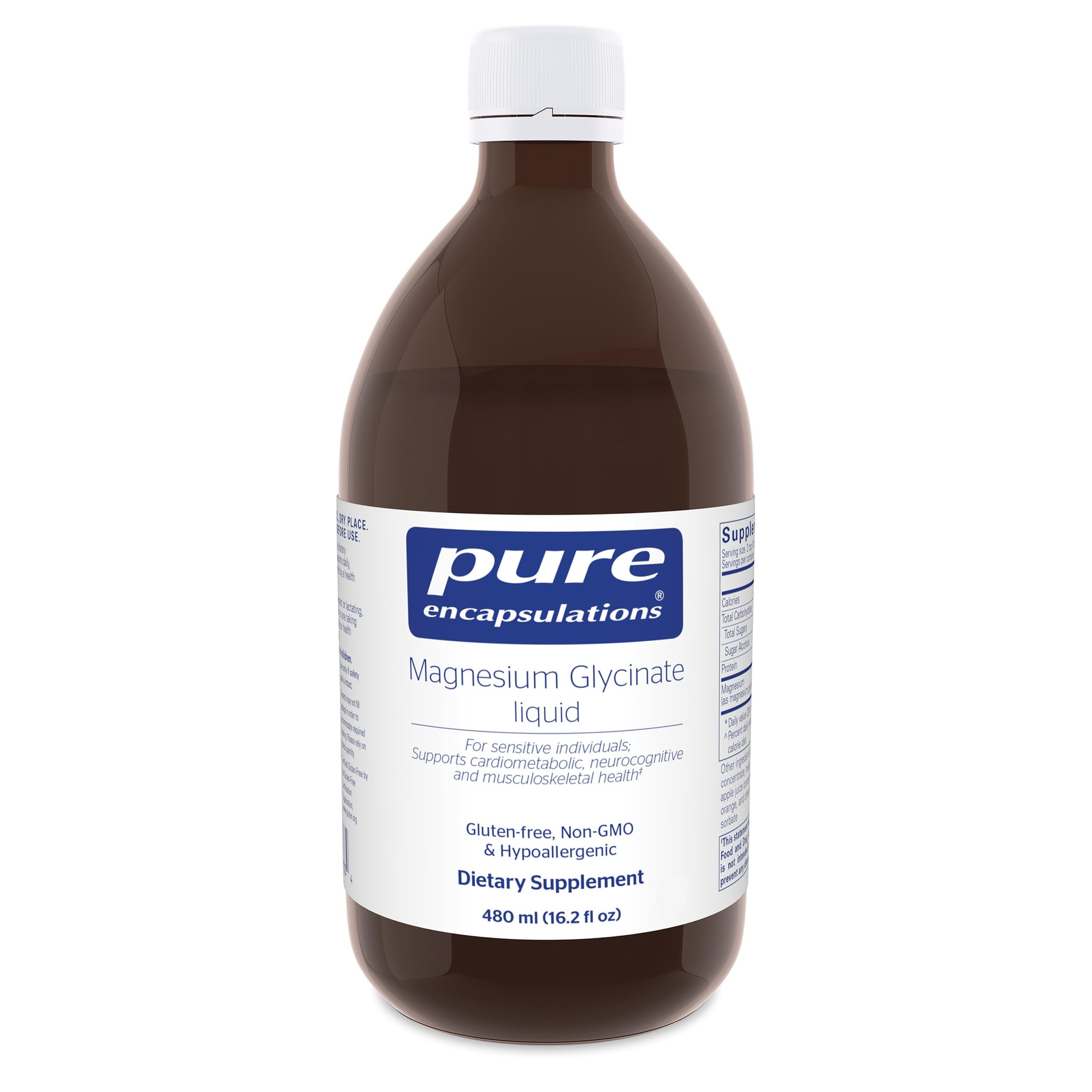 Pure Encapsulations botella frontal mostrando pureza y dosificación