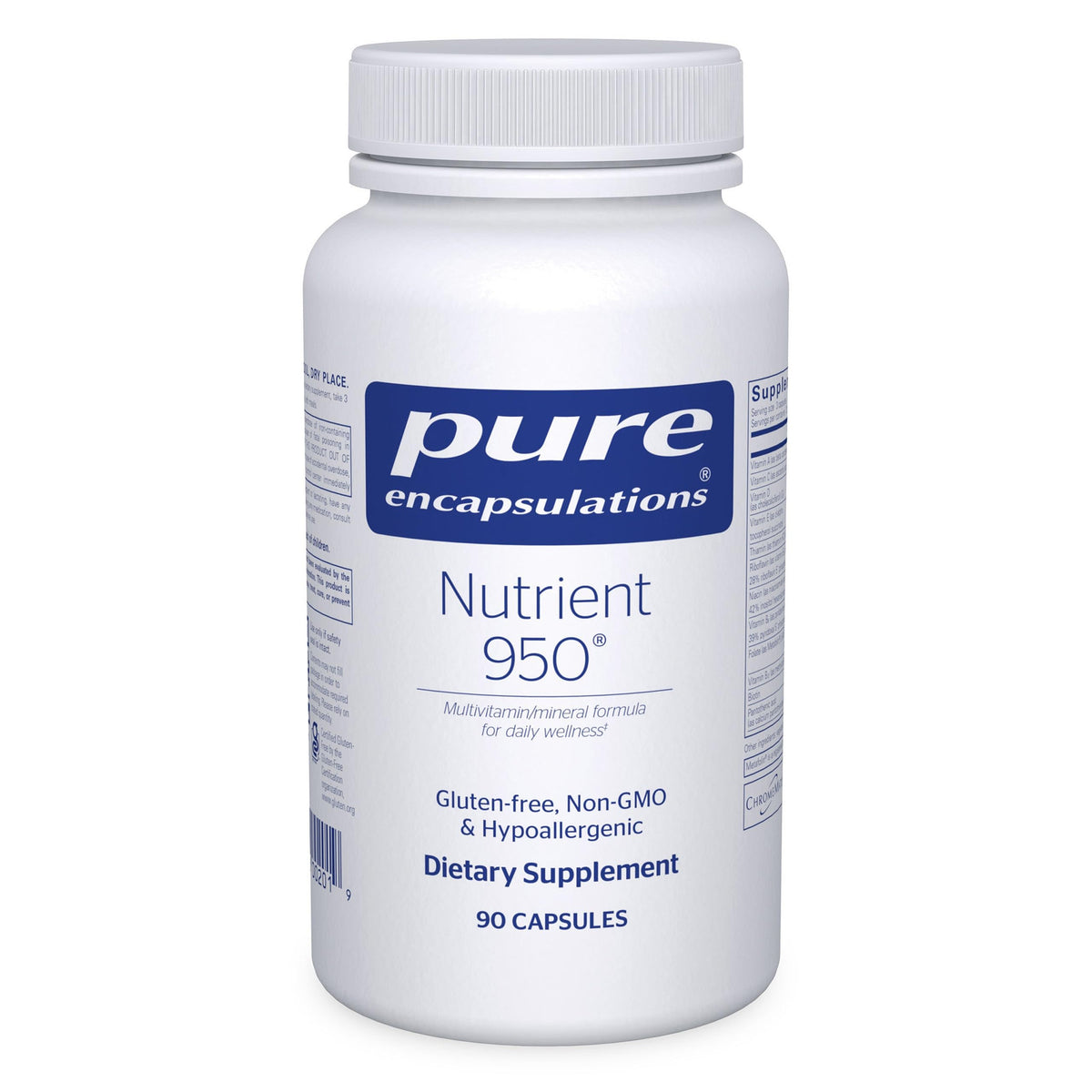 Pure Encapsulations envase frontal mostrando marca y empleo seguro