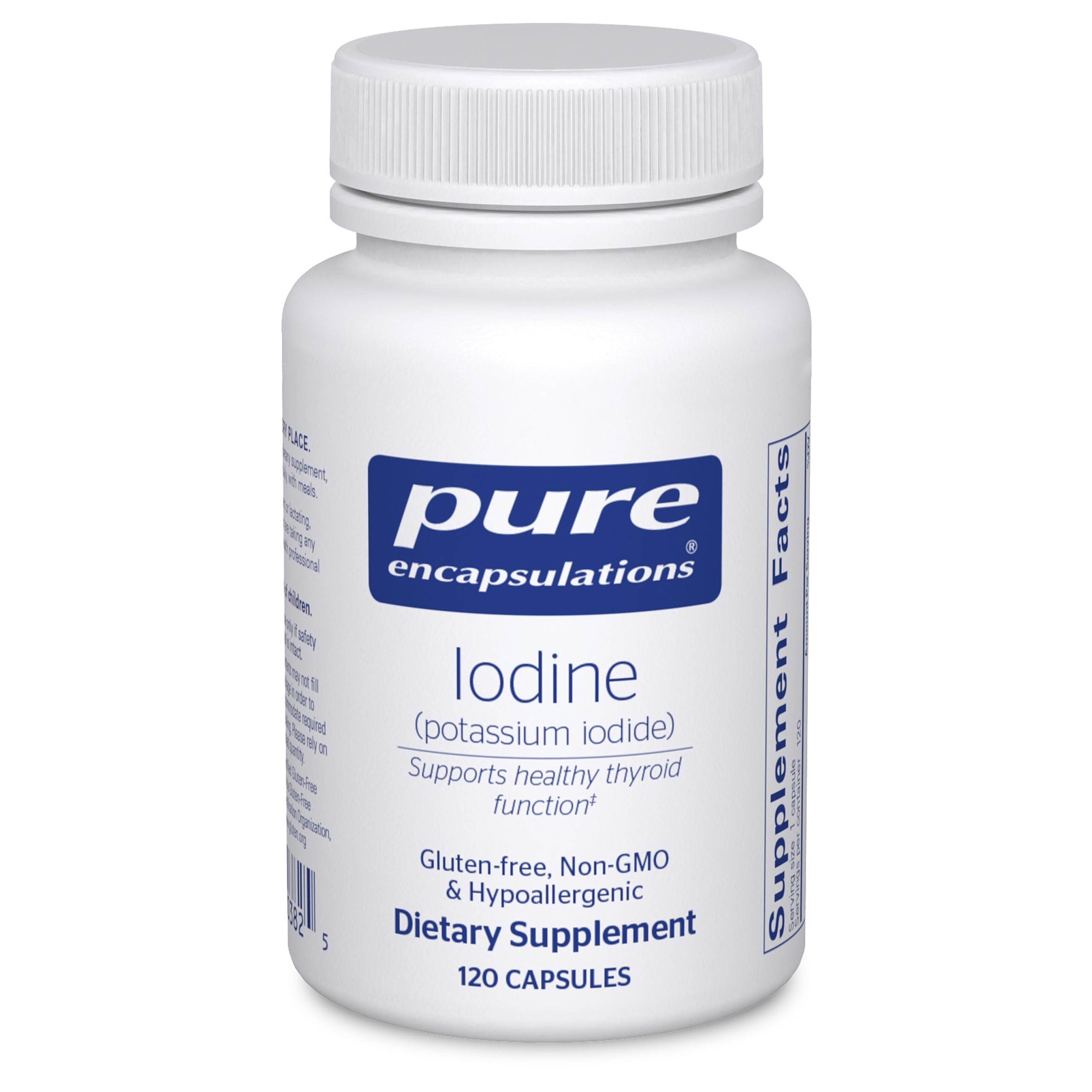 Pure Encapsulations Iodine vista frontal del envase, aporta confianza en pureza