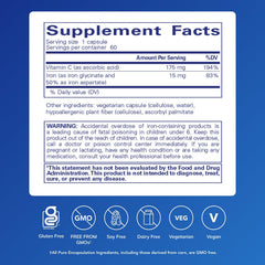 Pure Encapsulations cerca de cápsulas Iron‑C mostrando textura y absorción mejorada