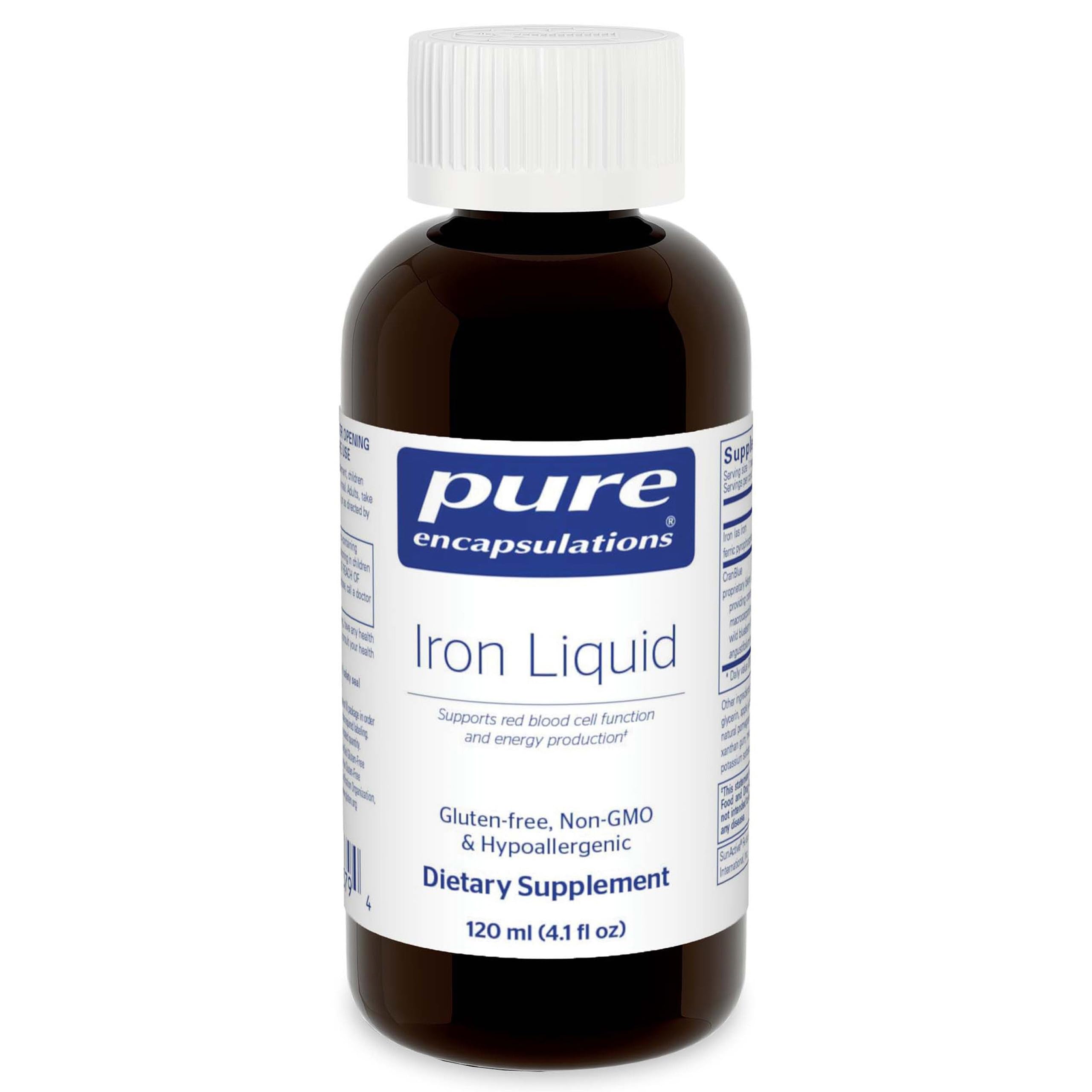 Pure Encapsulations botella frontal muestra transparencia y confianza