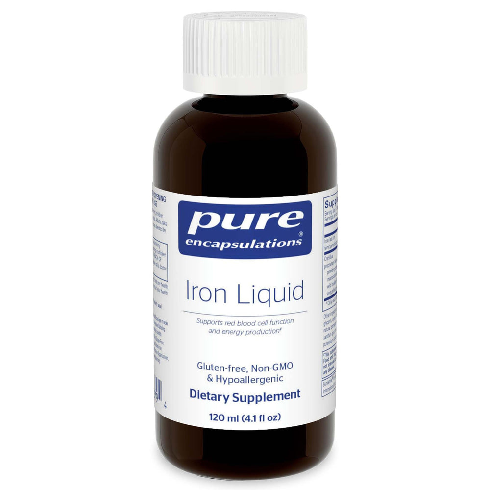 Pure Encapsulations botella frontal muestra transparencia y confianza