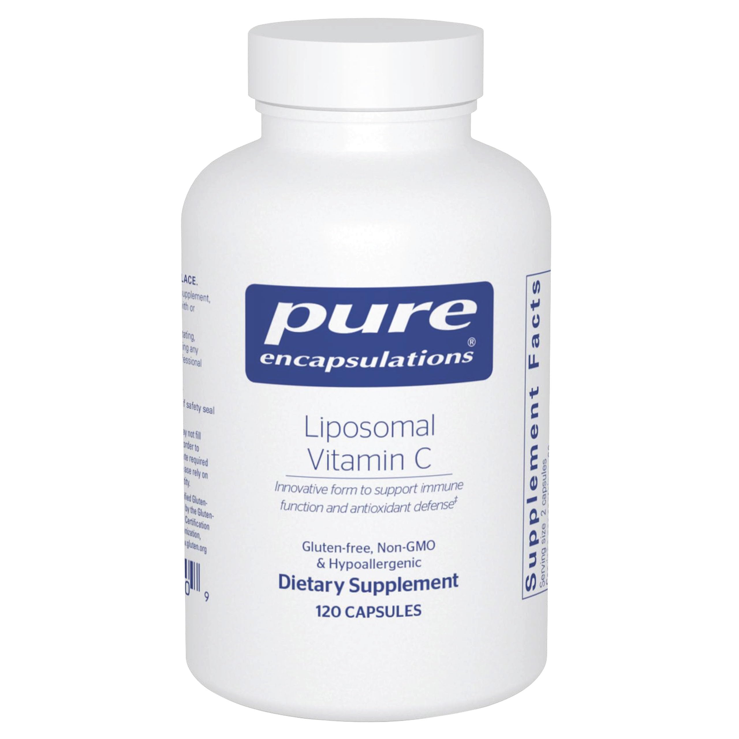Pure Encapsulations frente del envase mostrando 120 cápsulas y beneficio de absorción