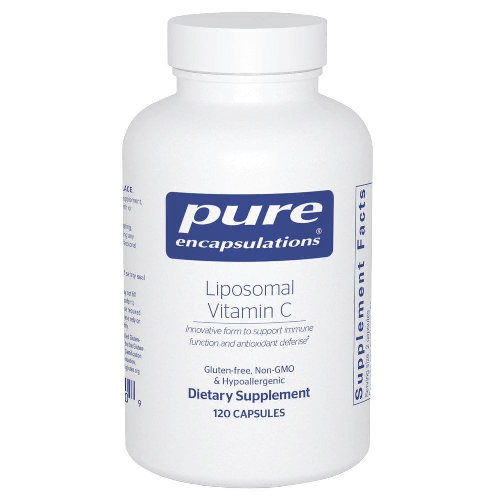Pure Encapsulations frente del envase mostrando 120 cápsulas y beneficio de absorción