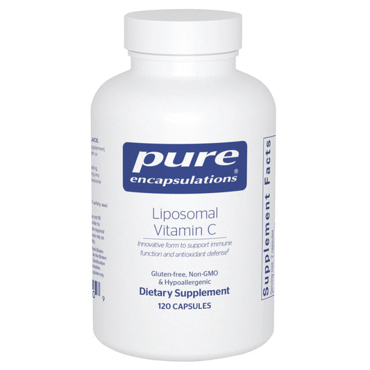 Pure Encapsulations frente del envase mostrando 120 cápsulas y beneficio de absorción