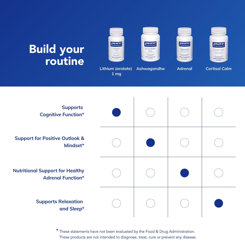 Pure Encapsulations etiqueta nutricional legible para verificar ingredientes