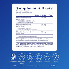 Pure Encapsulations Maca-3 cápsulas abiertas detalle y facilidad de uso