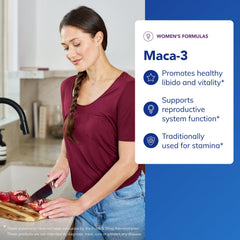 Pure Encapsulations Maca-3 raíz de maca en primer plano confirma origen