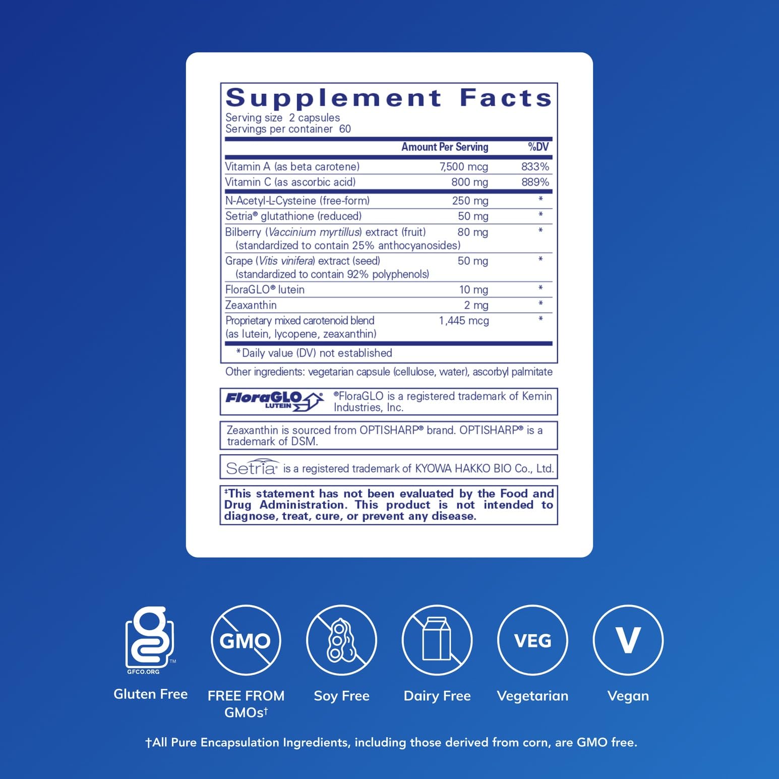 Pure Encapsulations primer plano de cápsulas para fácil administración diaria