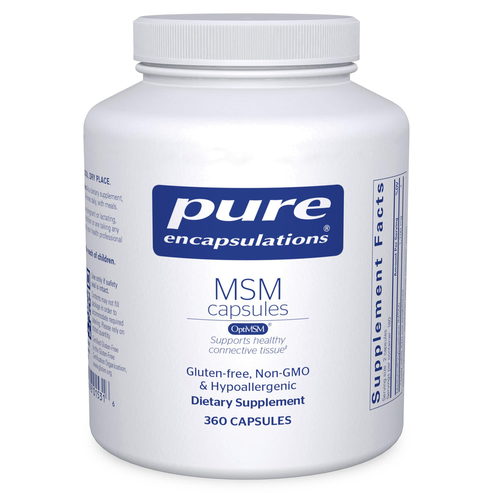 Pure Encapsulations envase frontal mostrando 360 cápsulas y claridad de marca