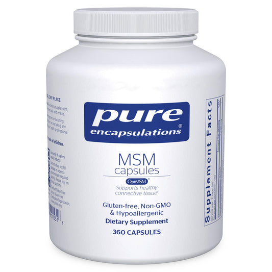 Pure Encapsulations envase frontal mostrando 360 cápsulas y claridad de marca