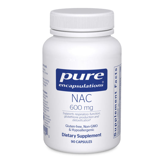 Pure Encapsulations frasco frontal que muestra 90 cápsulas y marca clara
