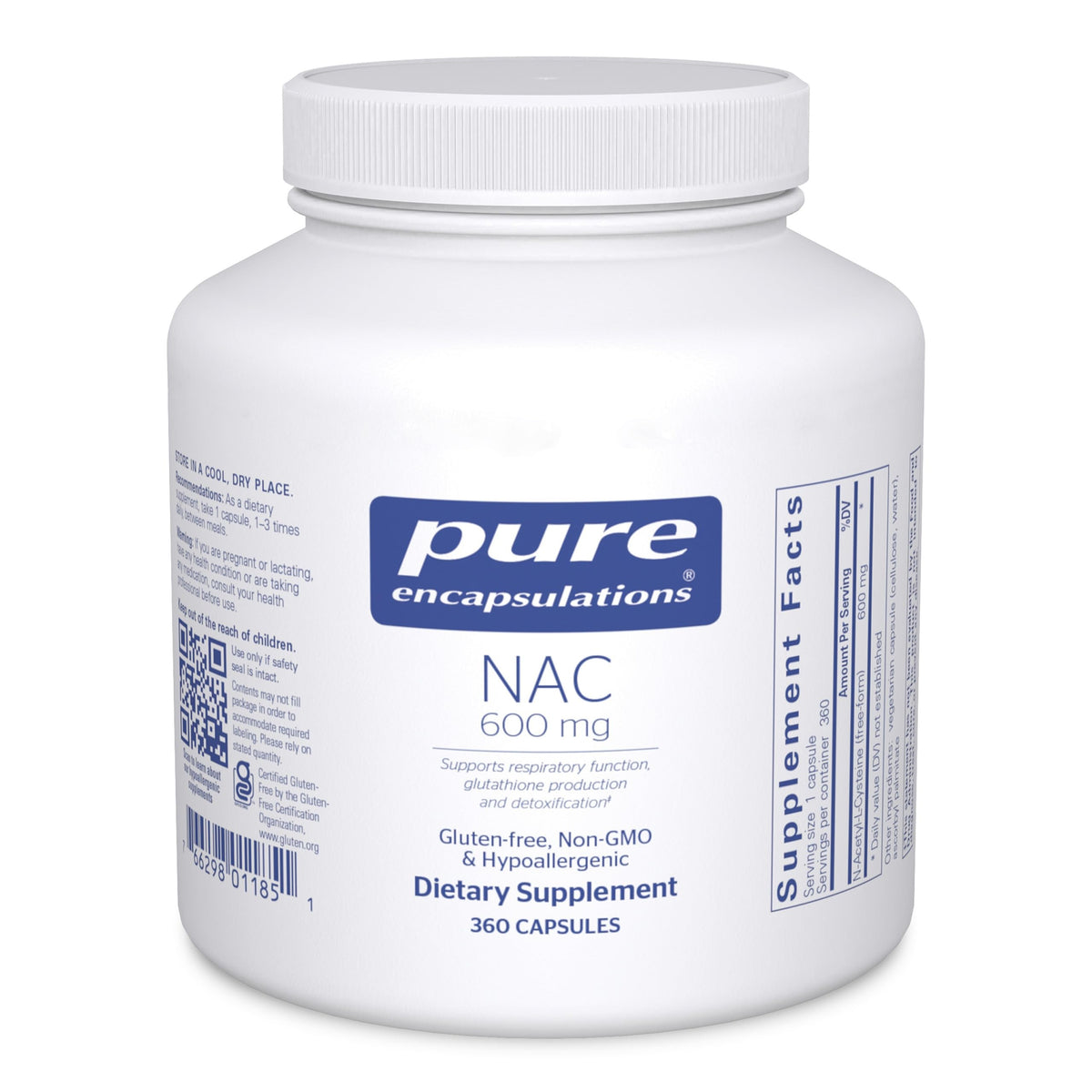 Pure Encapsulations NAC frontal del envase mostrando la marca y presentación