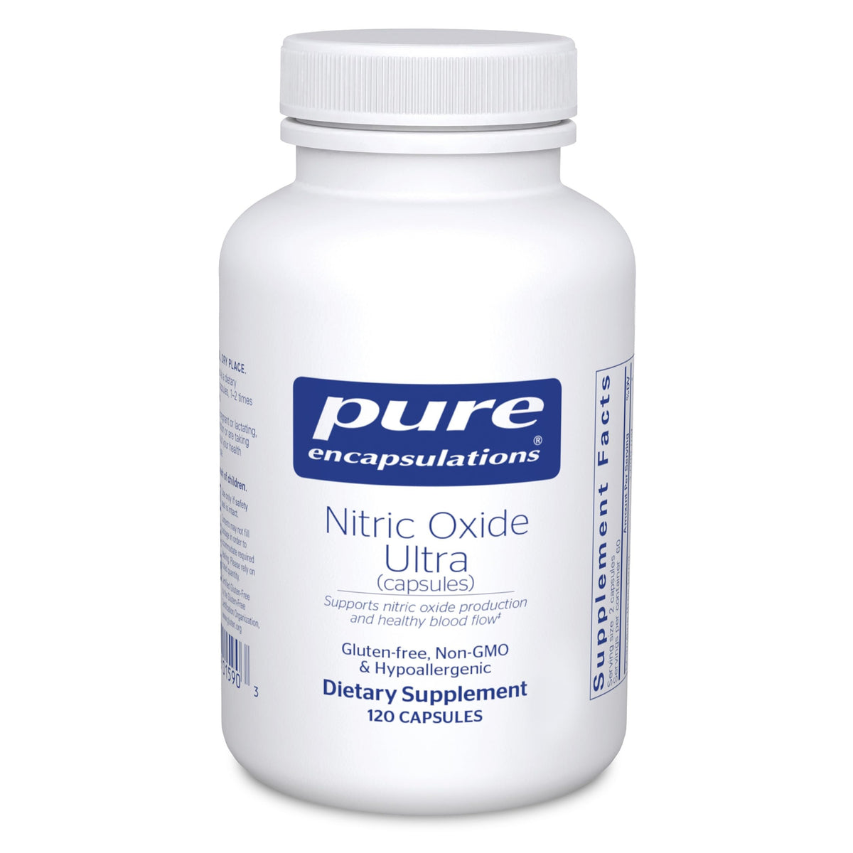 Pure Encapsulations frasco frontal mostrando etiquetas claras y beneficios