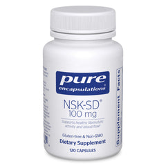 Pure Encapsulations frasco NSK-SD frente mostrando 120 cápsulas y etiqueta clara