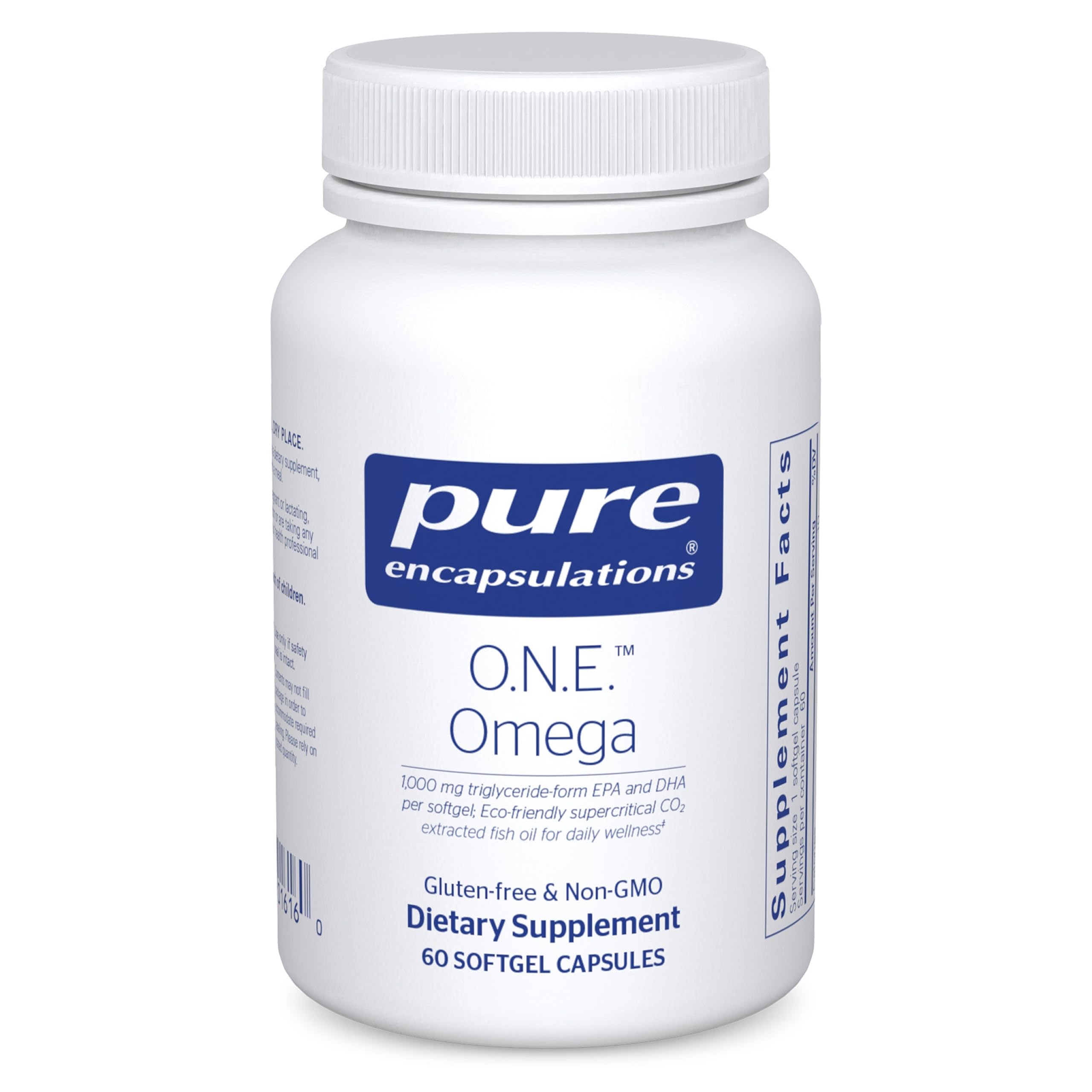 Pure Encapsulations envase frontal mostrando 60 cápsulas y claridad de fórmula
