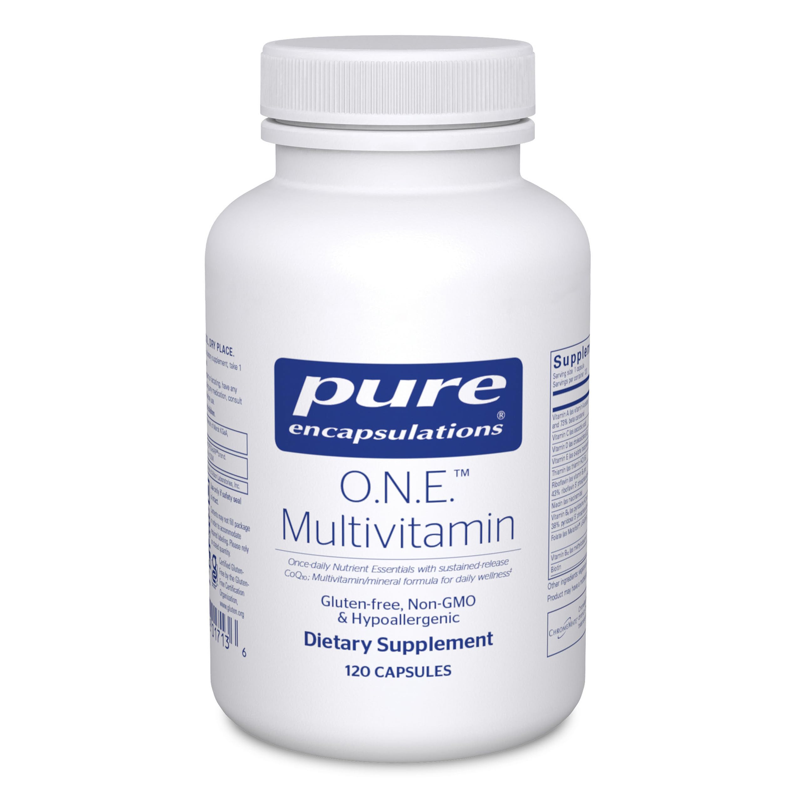 Pure Encapsulations envase frontal mostrando la marca y beneficio diario