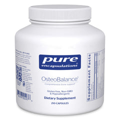Pure Encapsulations OsteoBalance frasco frontal mostrando diseño y cantidad de cápsulas