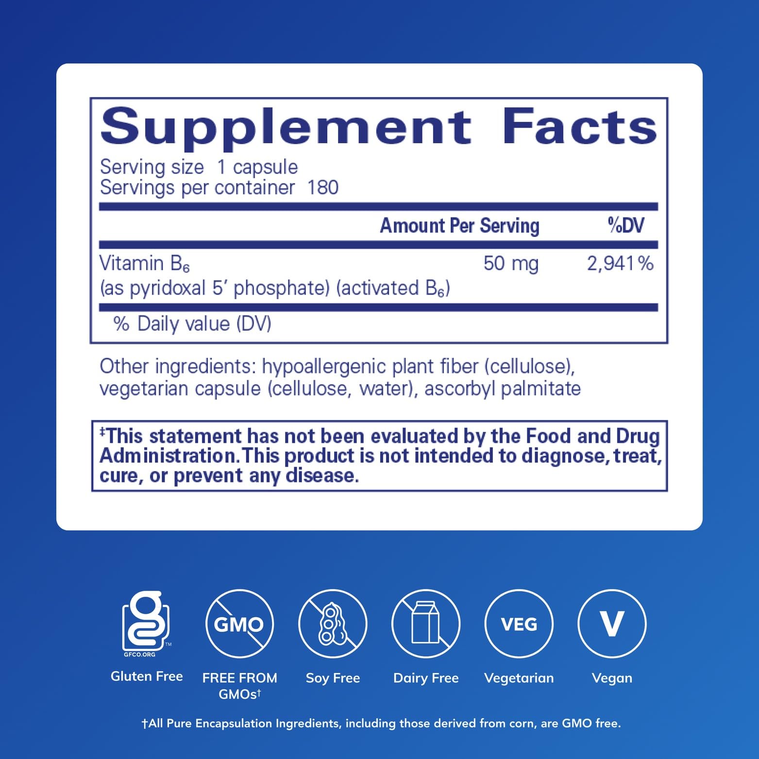 Pure Encapsulations etiqueta detallada con ingredientes y pureza certificada