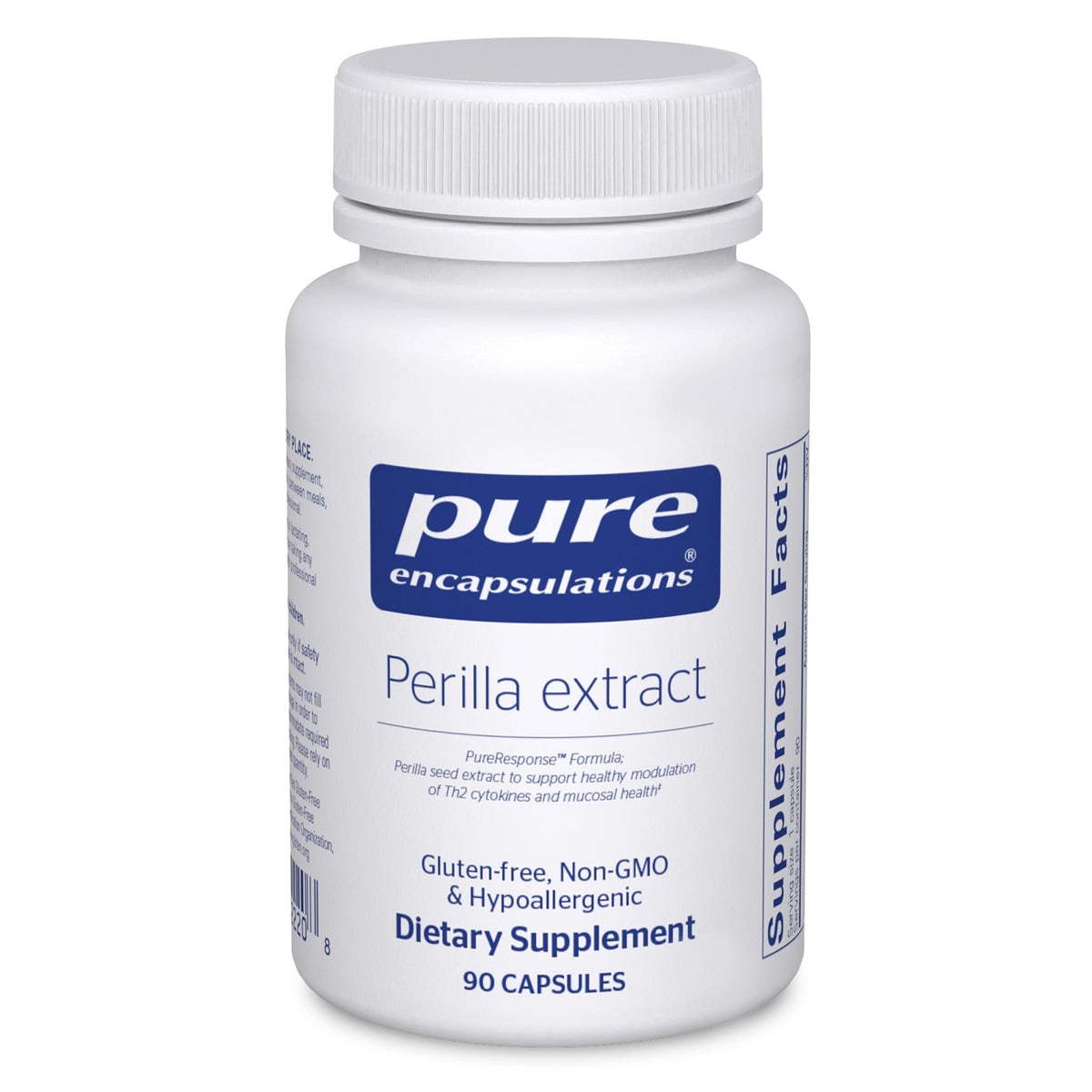 Pure Encapsulations botella frontal mostrando etiqueta clara y tamaño