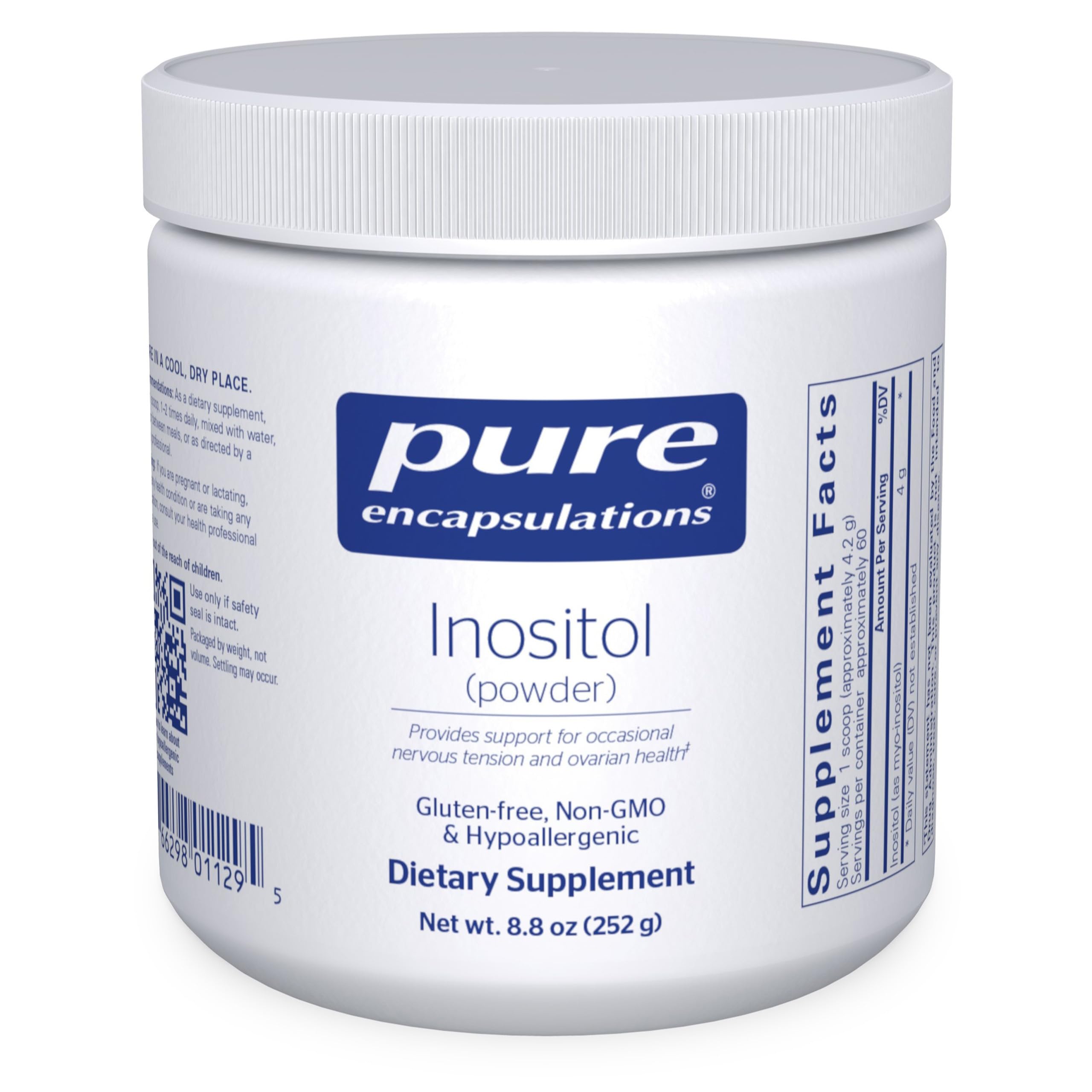 Pure Encapsulations frasco del producto mostrando etiqueta y pureza