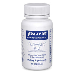 Pure Encapsulations PureHeart K2D vista frontal con etiqueta clara y beneficios