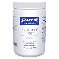Pure Encapsulations envase frontal mostrando PureLean Fiber y limpieza