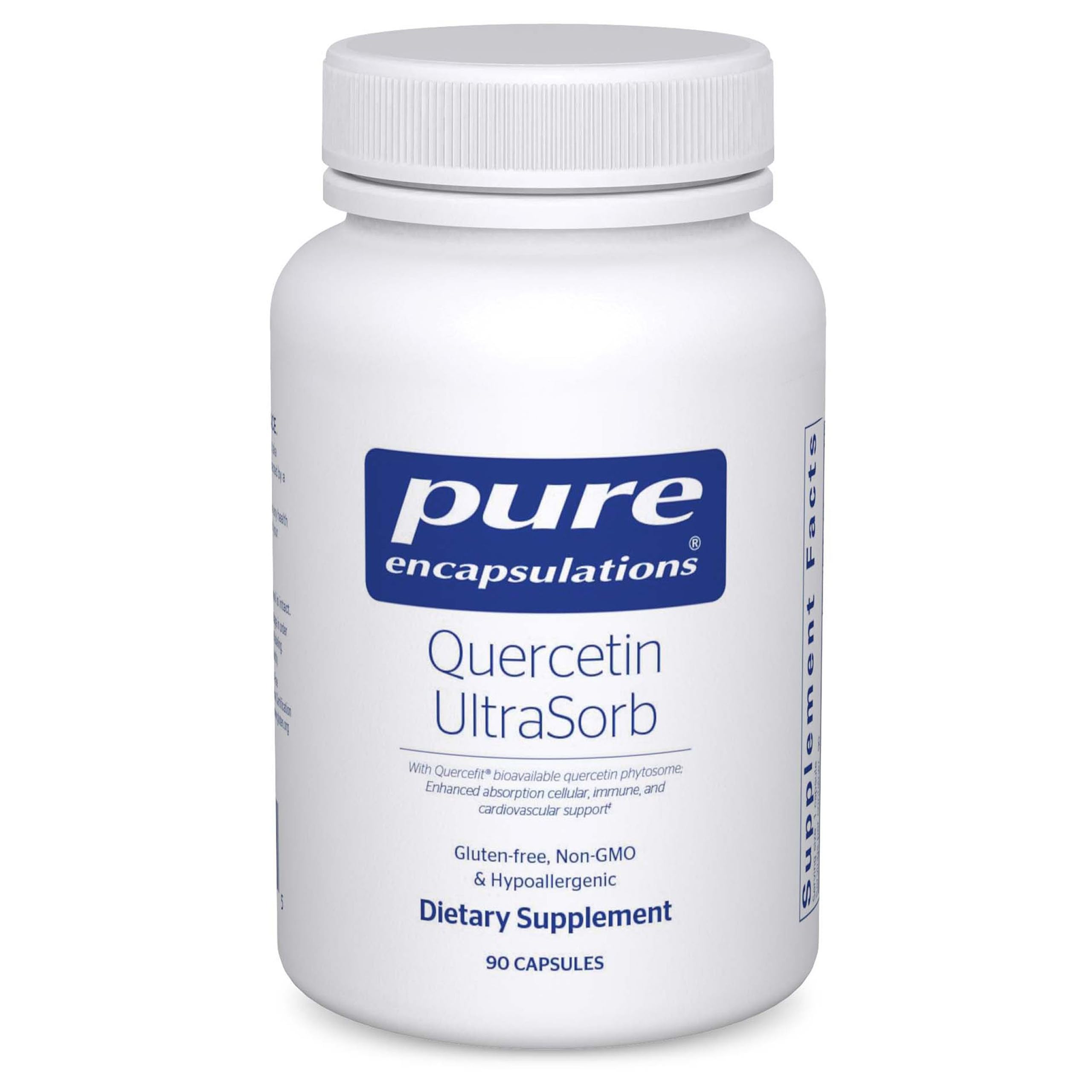 Pure Encapsulations frasco frontal mostrando cápsulas y diseño, transmite confianza en calidad