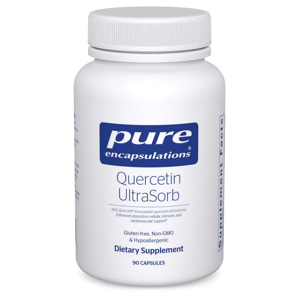 Pure Encapsulations frasco frontal mostrando cápsulas y diseño, transmite confianza en calidad