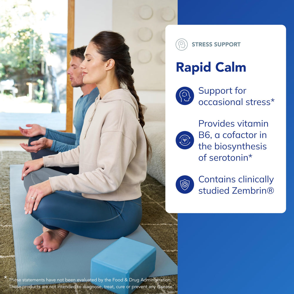 Pure Encapsulations Rapid Calm cápsula en mano para ver tamaño y dosificación práctica