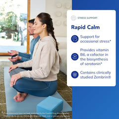 Pure Encapsulations Rapid Calm cápsula en mano para ver tamaño y dosificación práctica