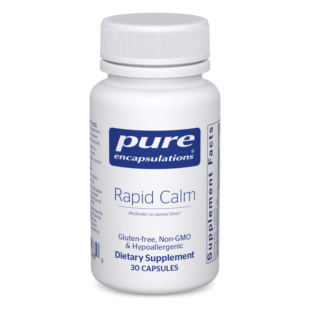 Pure Encapsulations Rapid Calm empaque frontal mostrando cápsulas y beneficios