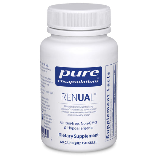 Pure Encapsulations Renual vista frontal mostrando el envase y claridad de etiqueta para confianza
