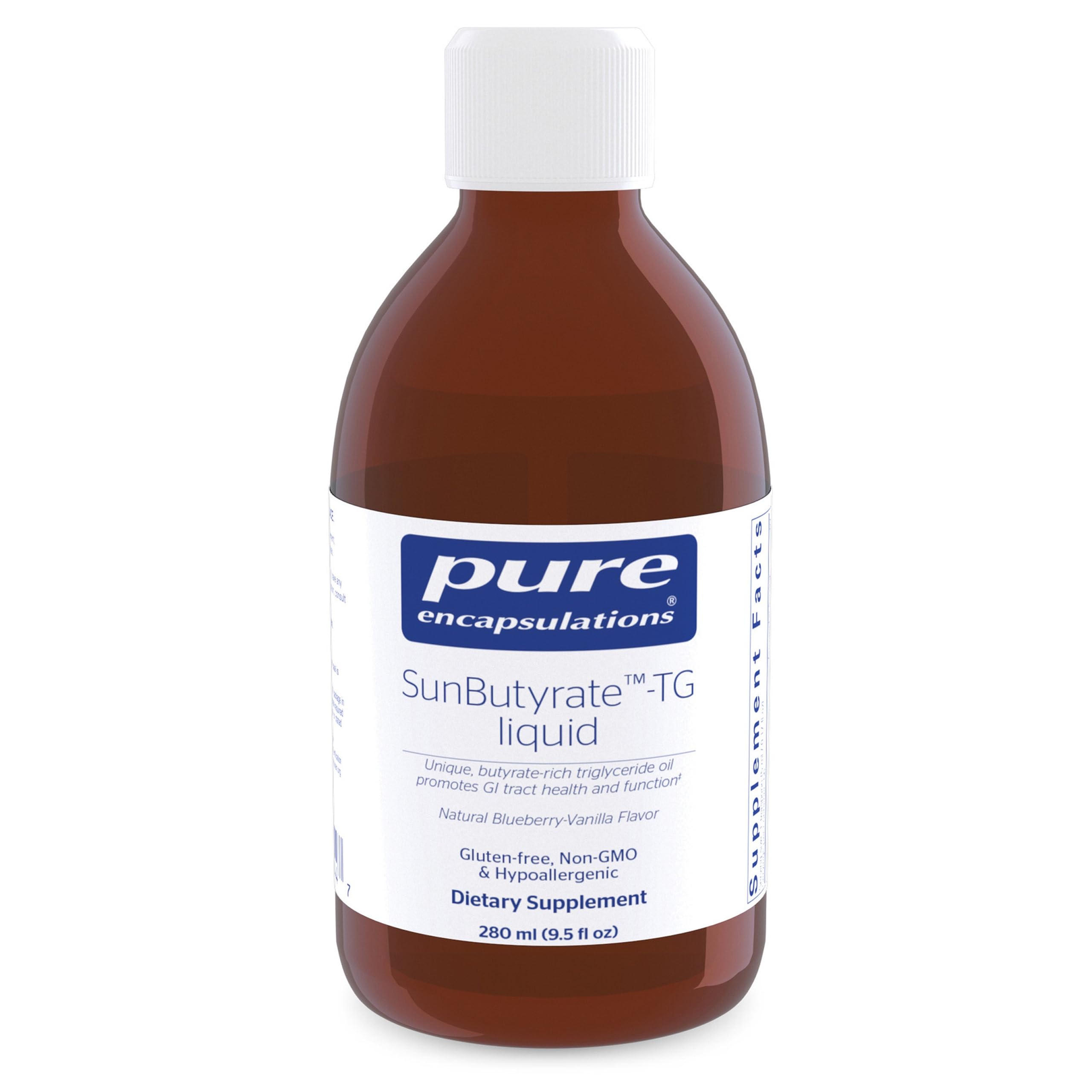 Pure Encapsulations botella frontal mostrando etiqueta clara y beneficio intestinal