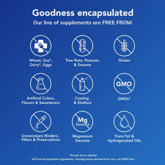 Pure Encapsulations cápsula junto a una mano para comparar tamaño