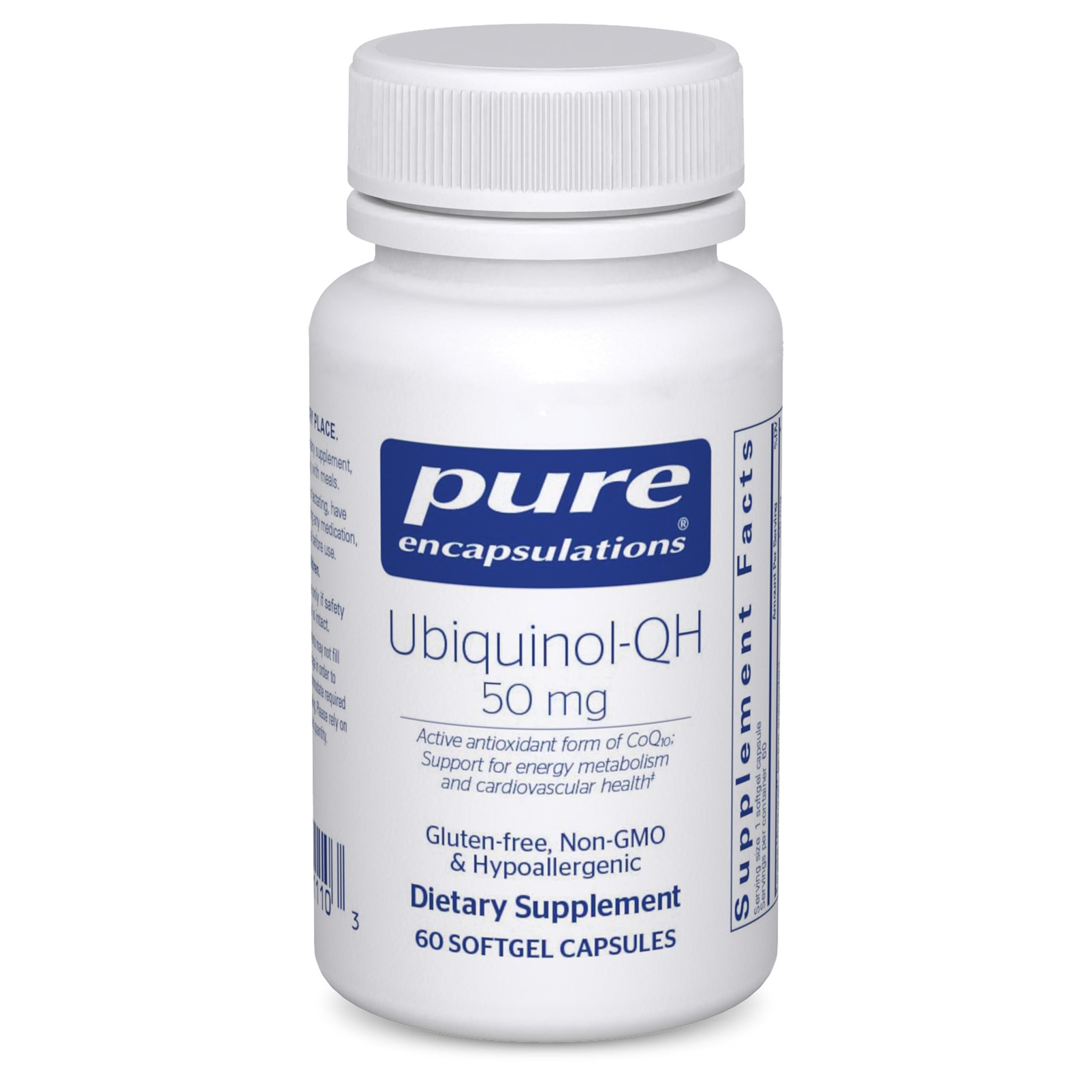 Pure Encapsulations frasco frontal mostrando cápsulas y marca, beneficio claridad de etiquetado