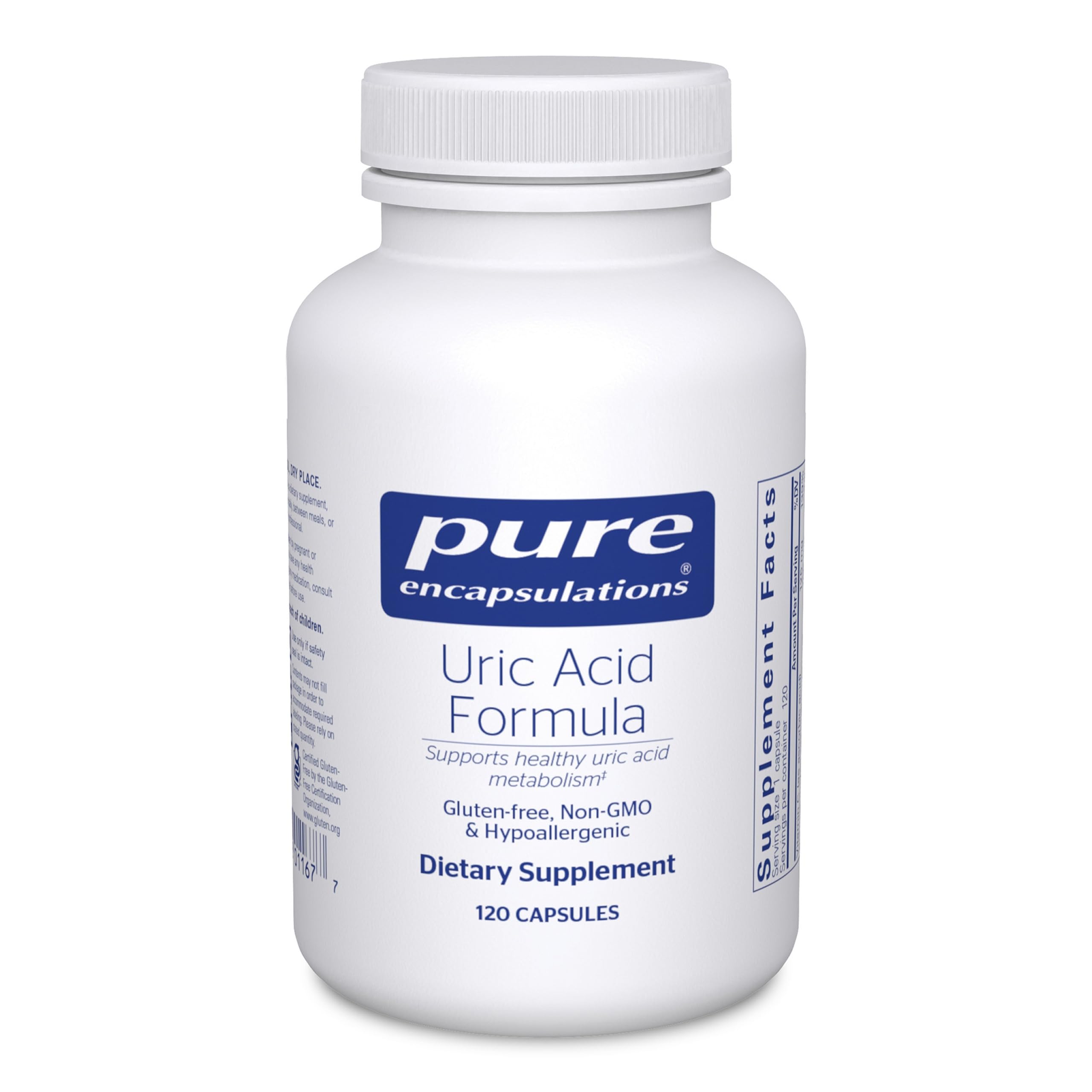 Pure Encapsulations frasco frontal mostrando diseño limpio y beneficios clave